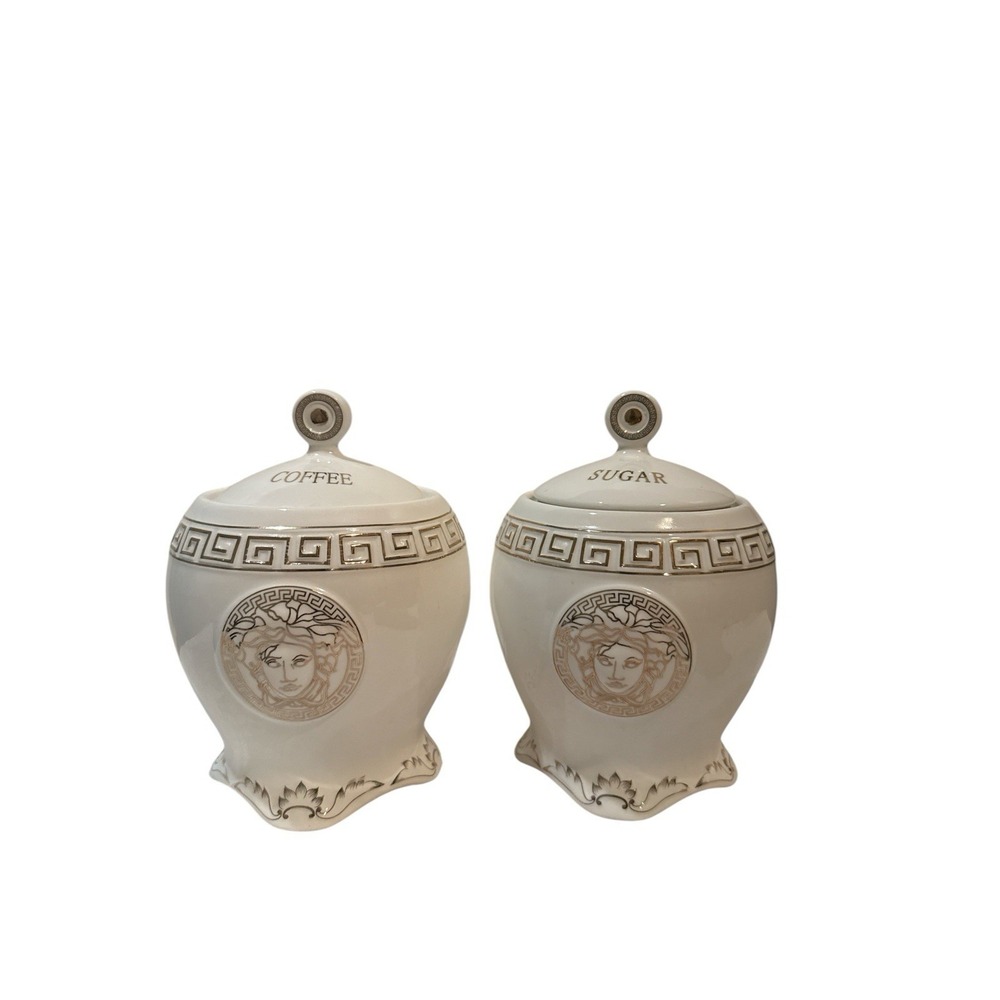 Alpine Cuisine Versace-inspired ceramic canisters Sugar Coffee Fine Bone China